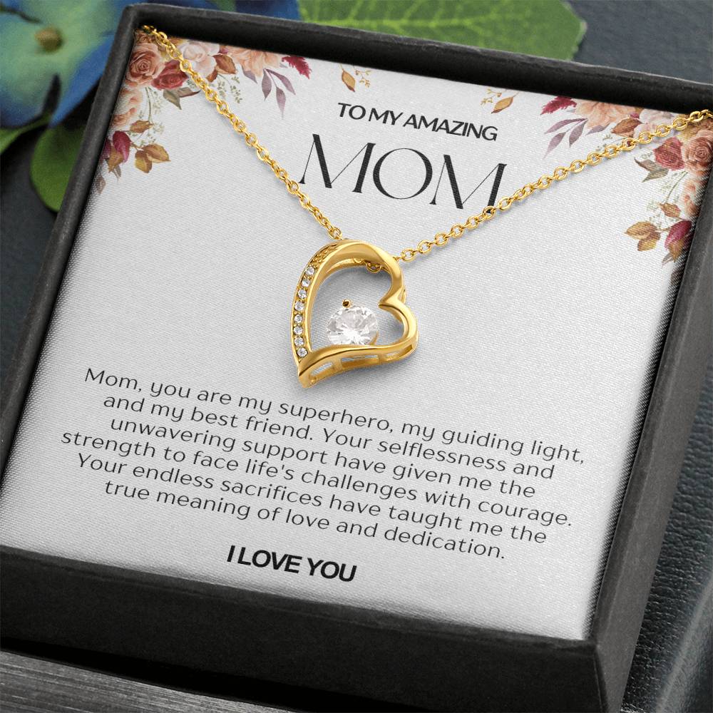 To My Amazing Mom Heart Necklace