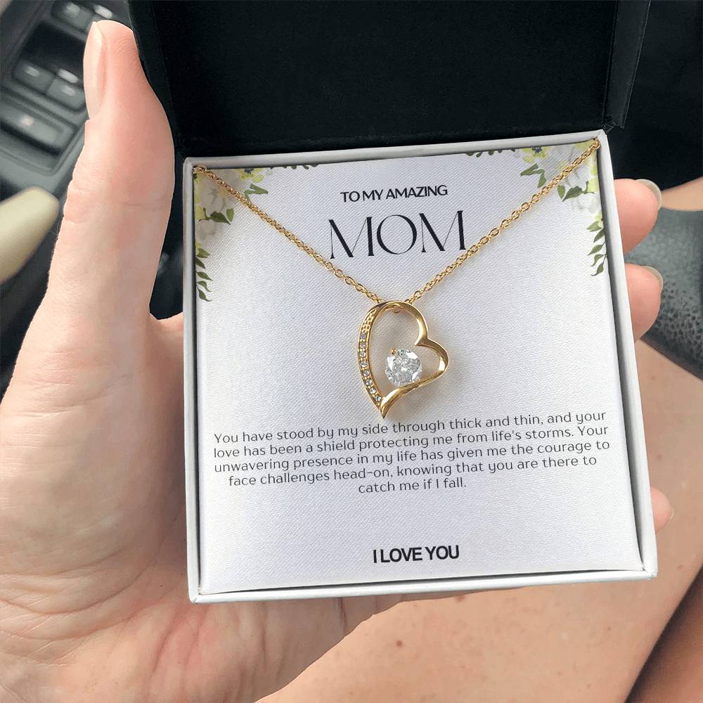 To My Amazing Mom Heart Necklace