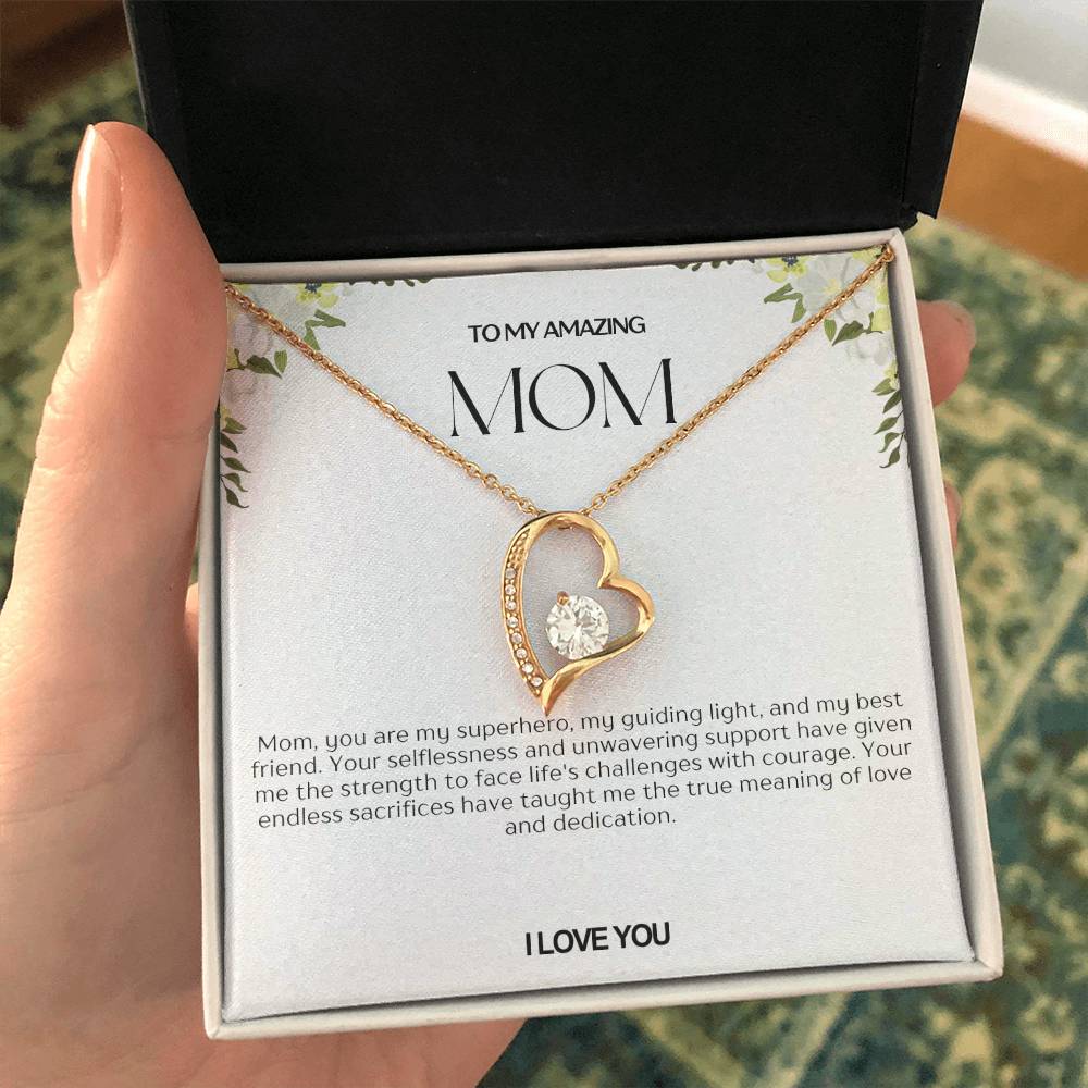 To My Amazing Mom Heart Necklace