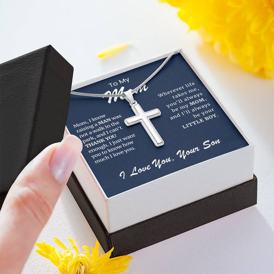 To My Mom Cross Necklace- Raising A Man