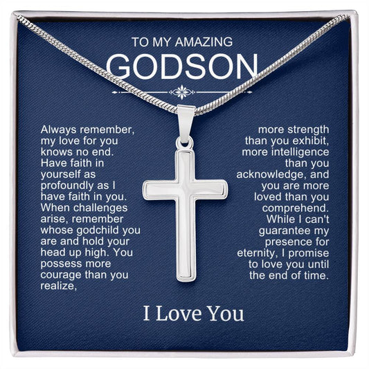 To Godson from God Parent Cross Necklace