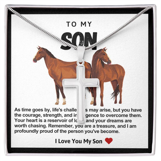 Son Horses Stainless Steel Cross Necklace