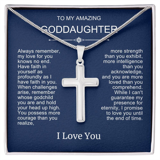 Beautiful Gift To Goddaughter from God Parent Cross Necklace