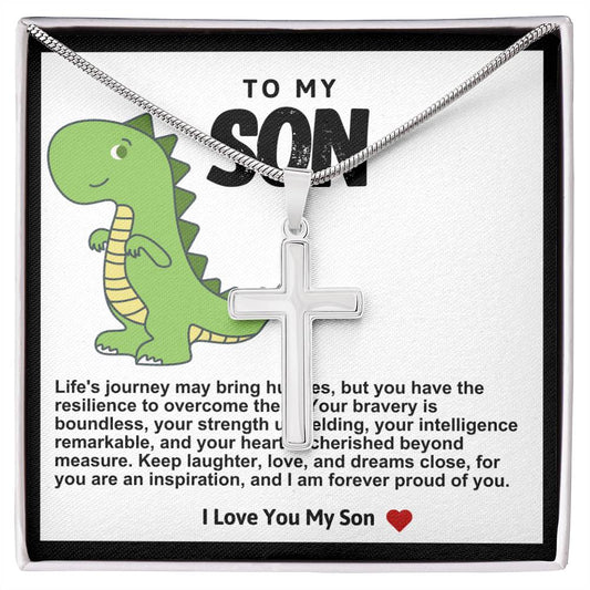 Son Dinosaur Stainless Cross Necklace