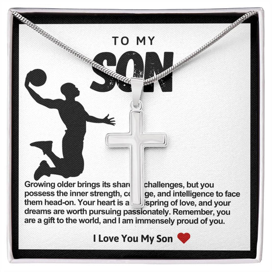 Son Basketball Stainless Steel Cross Necklace