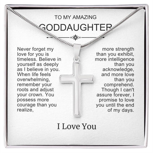 Beautiful Gift To Goddaughter from God Parent Cross Necklace