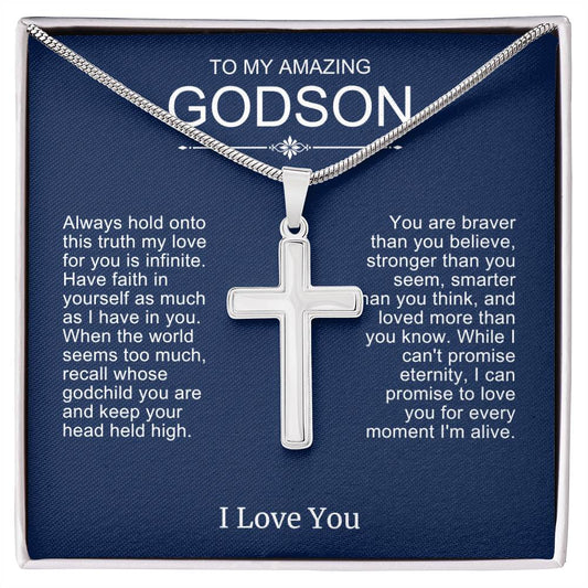 To Godson from God Parent Cross Necklace