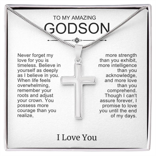 To Godson from God Parent Cross Necklace