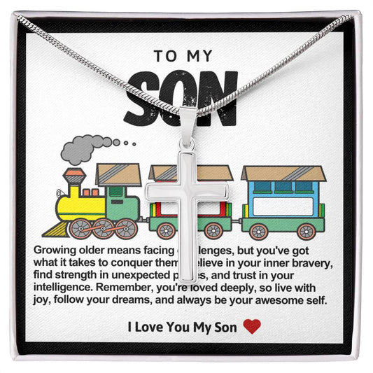 Son Train Stainless Steel Cross Necklace