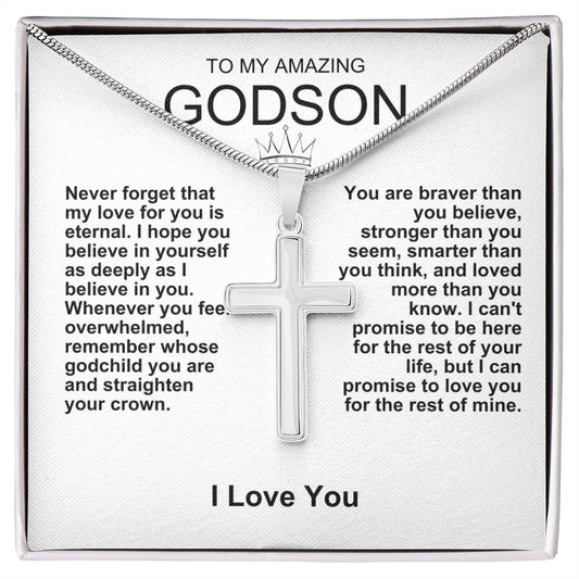 To Godson from God Parent Cross Necklace