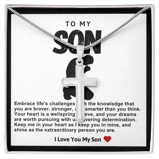 Son Kneeled Prayer Stainless Steel Cross Necklace