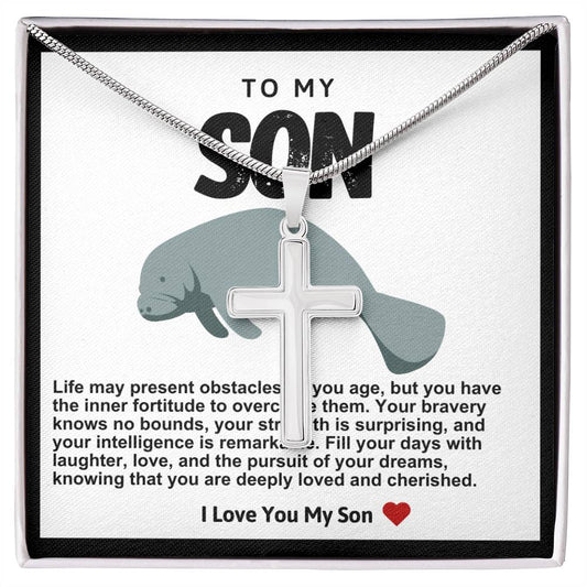 Son Manatee Stainless Steel Cross Necklace