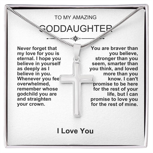 Beautiful Gift To Goddaughter from God Parent Cross Necklace