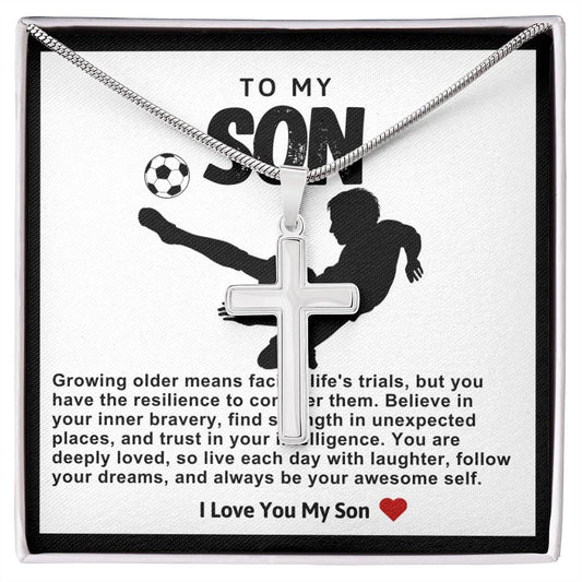 Son Soccer Stainless Steel Cross Necklace