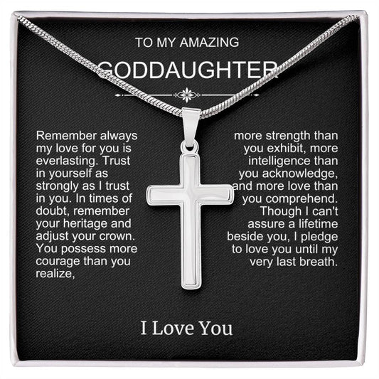 Beautiful Gift To Goddaughter from God Parent Cross Necklace