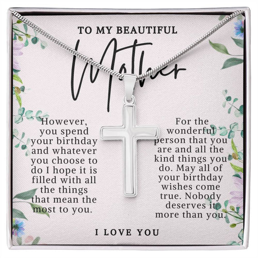 Mother Cross Birthday Necklace