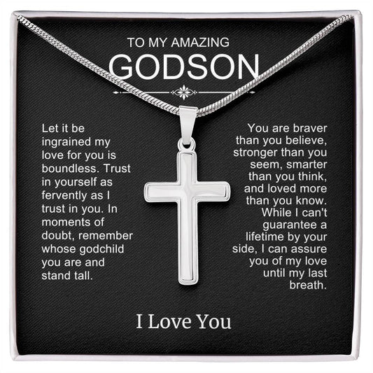 To Godson from God Parent Cross Necklace