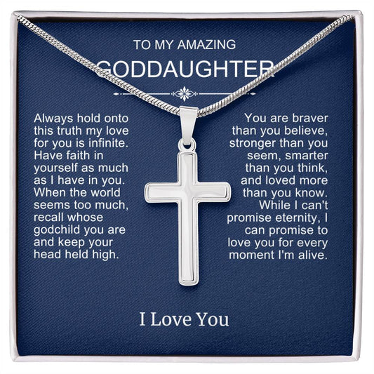 Beautiful Gift To Goddaughter from God Parent Cross Necklace