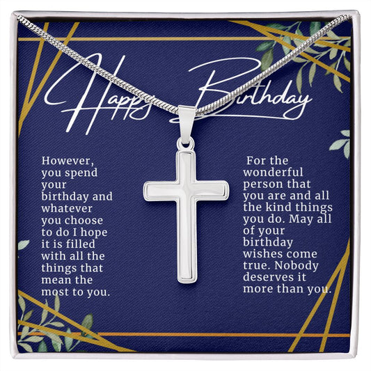 Happy Birthday Cross Necklace