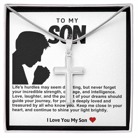 Son Praying Stainless Steel Cross Necklace