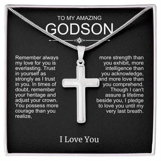 To Godson from God Parent Cross Necklace