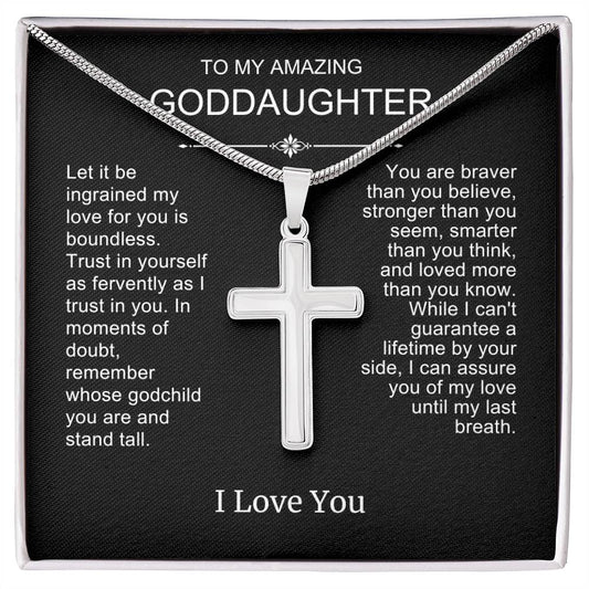 Beautiful Gift To Goddaughter from God Parent Cross Necklace