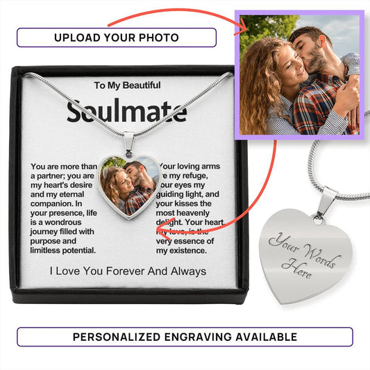 Soulmate Personalized Photo Heart Pendant Necklace