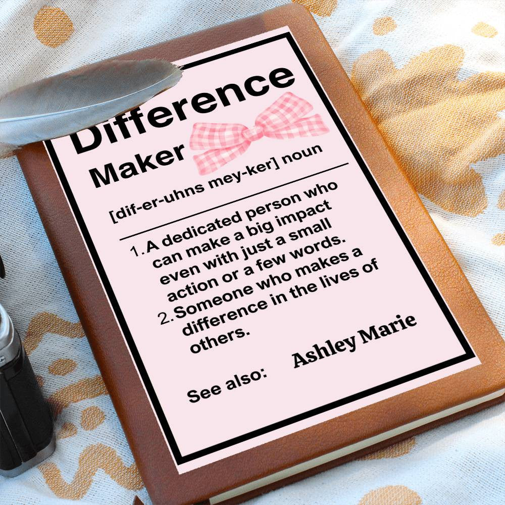 Coquette Personalized Difference Maker Journal, Difference Maker Gift, Difference Maker Definition Gift, Mentor Appreciation Gift