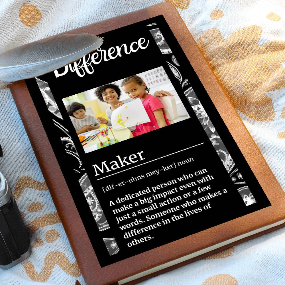 Difference Maker, Personalized Photo Keepsake Journal,Mother Daughter Gifts,Custom Leather Journal,Teacher Mentor Gift,Nurse Gift