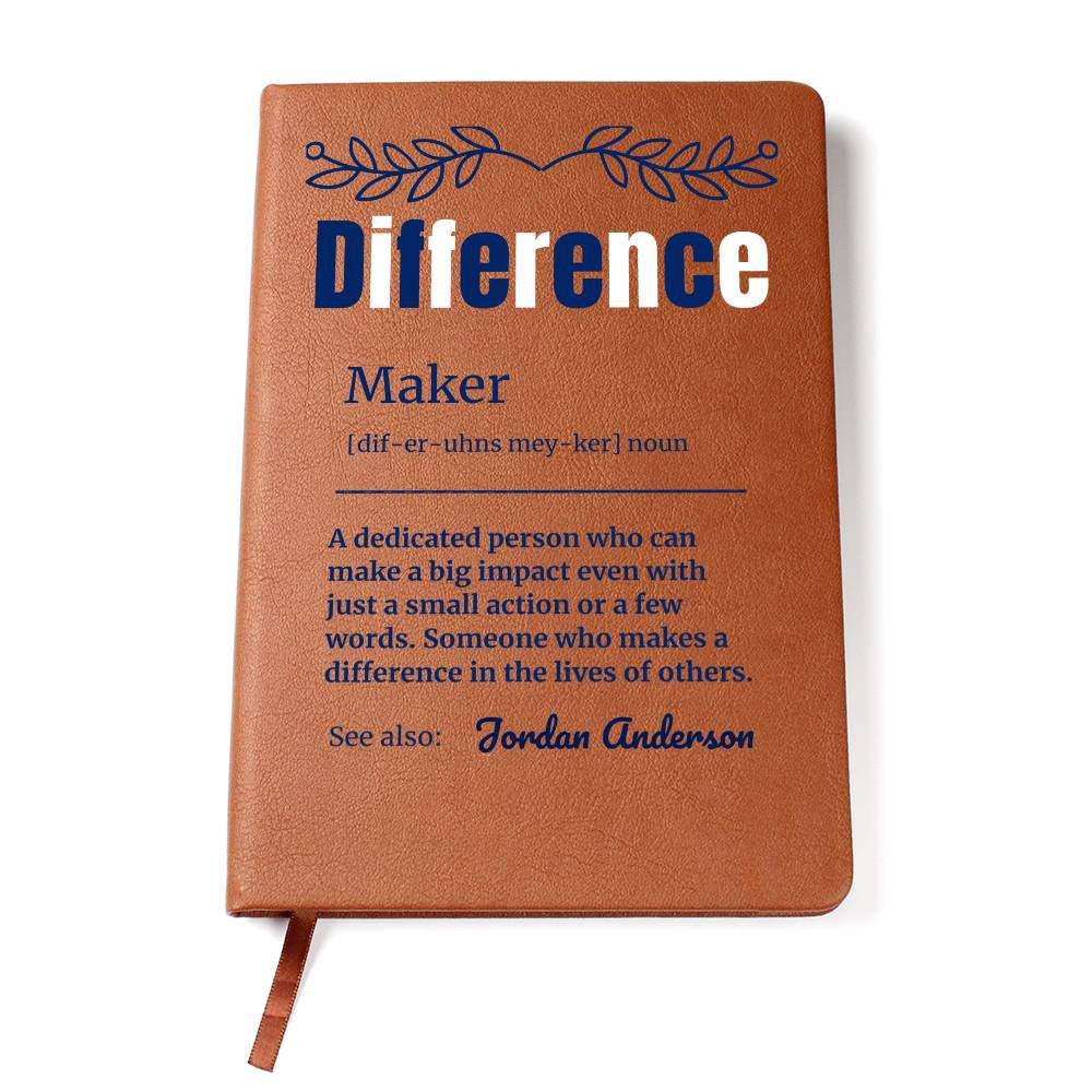 Personalized Difference Maker Journal, Difference Maker Gift, Difference Maker Definition Gift, Mentor Appreciation Gift, Custom Leader Gift