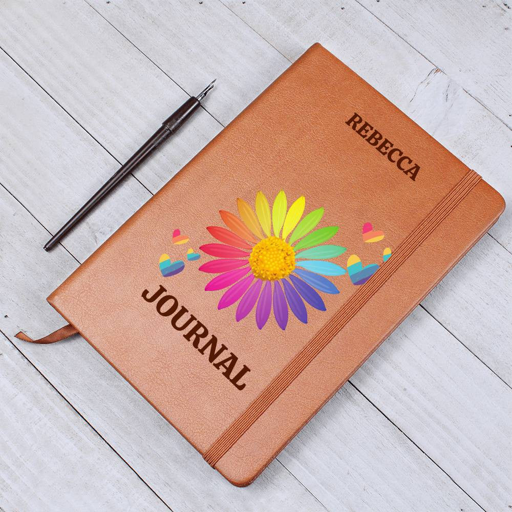 Personalized Journal,Custom Journal,Engraved Lined Journal,Name Diary Journal ,Graphic Journal,Vegan Leather Journal,Sunflower