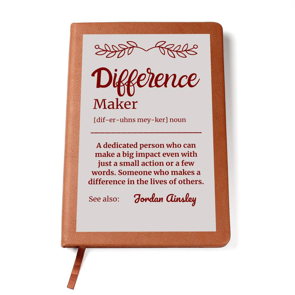 Personalized Difference Maker Journal, Difference Maker Gift, Difference Maker Definition Gift, Mentor Appreciation Gift, Custom Leader Gift