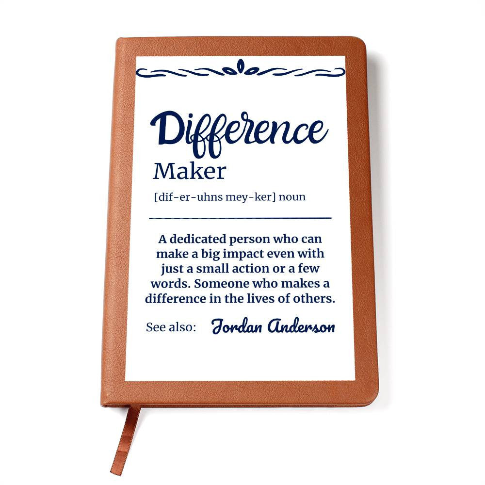 Personalized Difference Maker Journal, Difference Maker Gift, Difference Maker Definition Gift, Mentor Appreciation Gift, Custom Leader Gift