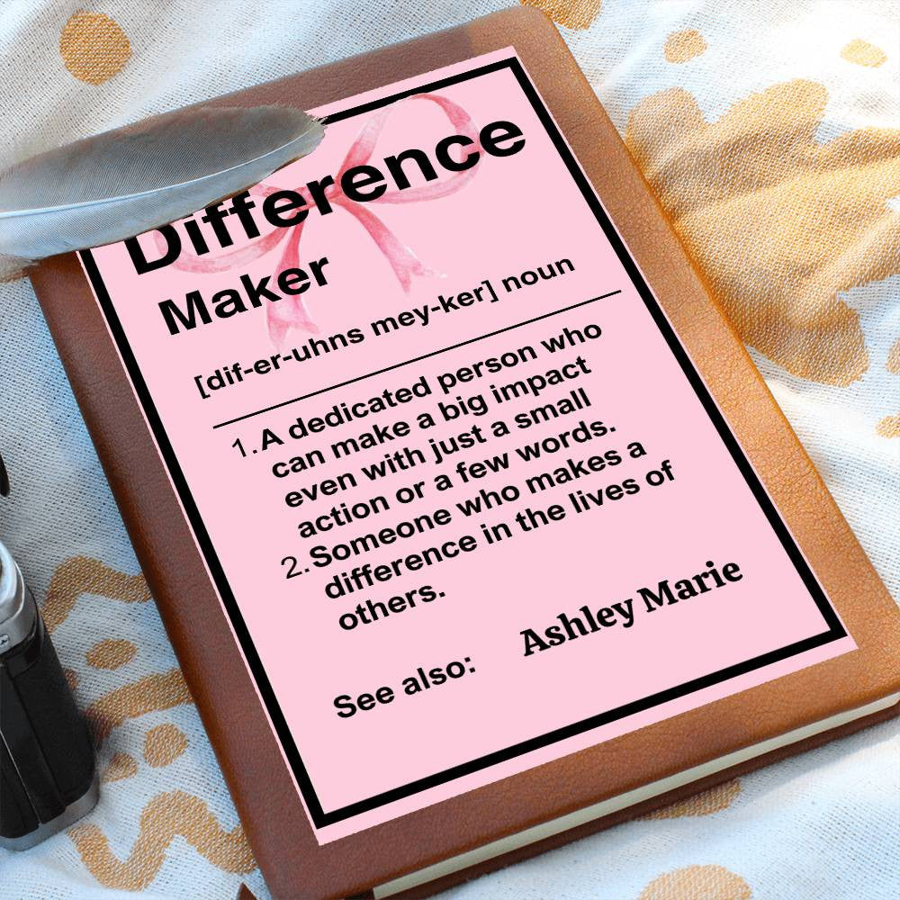 Coquette Personalized Difference Maker Journal, Difference Maker Gift, Difference Maker Definition Gift, Mentor Appreciation Gift