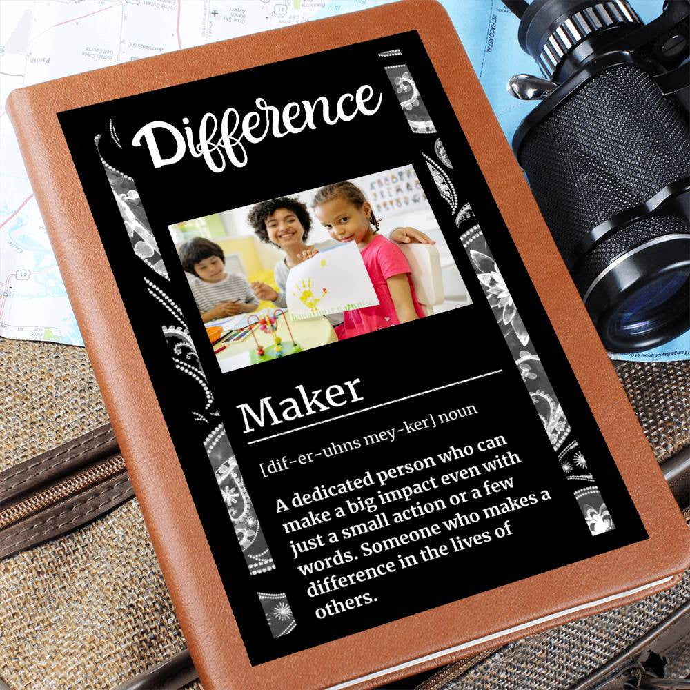 Difference Maker, Personalized Photo Keepsake Journal,Mother Daughter Gifts,Custom Leather Journal,Teacher Mentor Gift,Nurse Gift