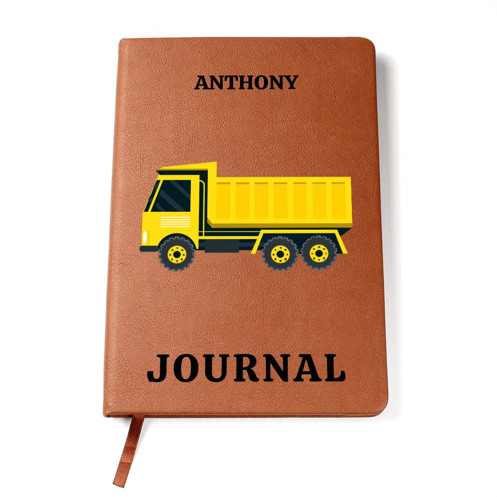 Personalized Journal, Custom Journal, Engraved Lined Journal, Name Diary Journal ,Graphic Journal, Vegan Dump Truck Leather Journal