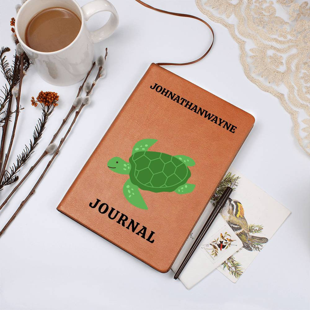 Personalized Journal, Turtle Vegan Leather Journal, Custom Journal, Engraved Lined Journal, Name Diary Journal