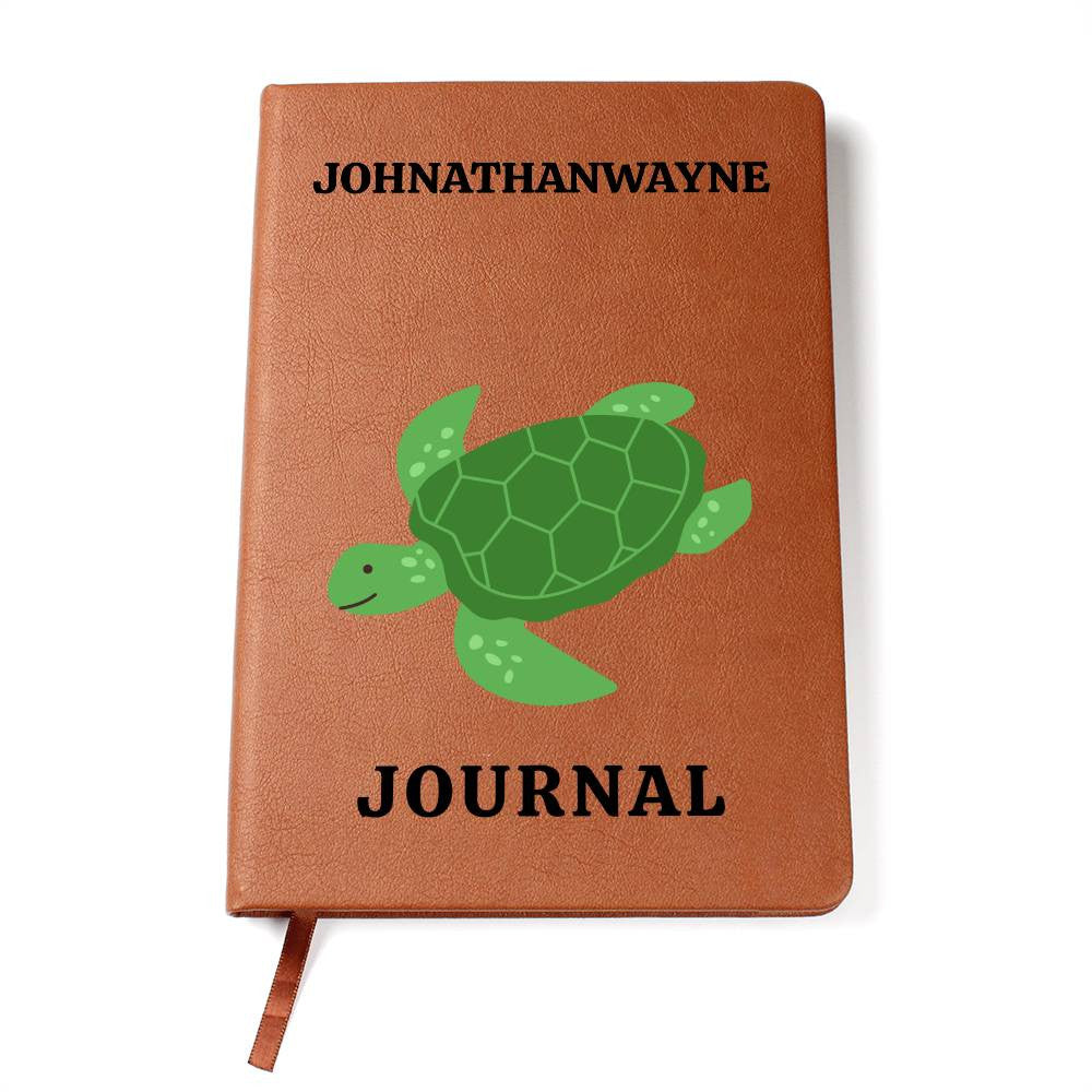 Personalized Journal, Turtle Vegan Leather Journal, Custom Journal, Engraved Lined Journal, Name Diary Journal