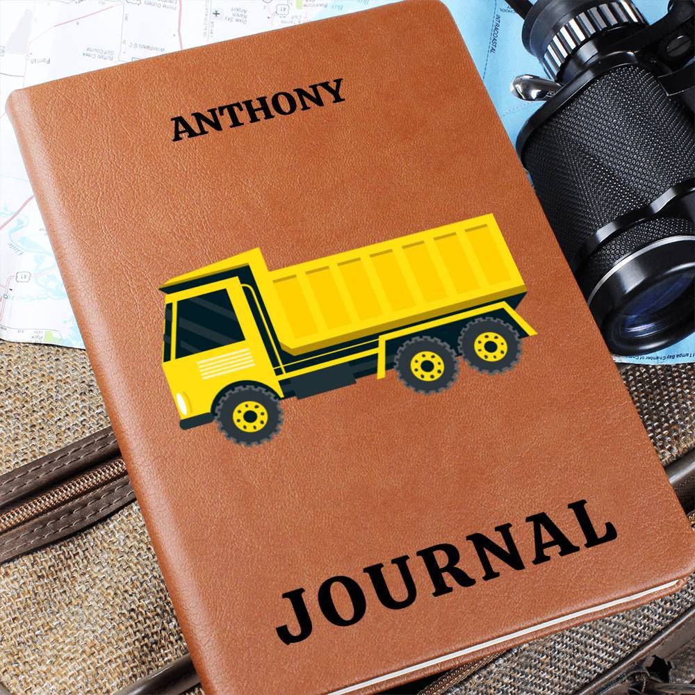 Personalized Journal, Custom Journal, Engraved Lined Journal, Name Diary Journal ,Graphic Journal, Vegan Dump Truck Leather Journal