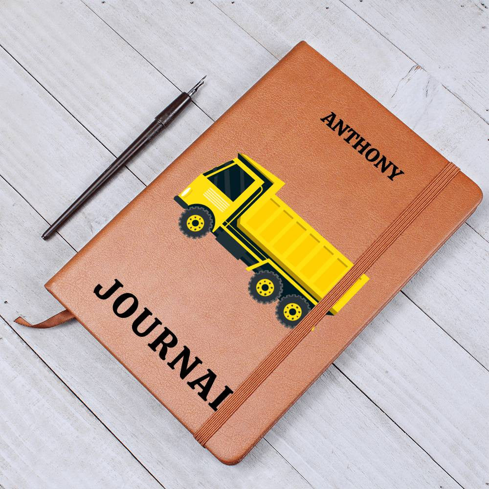 Personalized Journal, Custom Journal, Engraved Lined Journal, Name Diary Journal ,Graphic Journal, Vegan Dump Truck Leather Journal