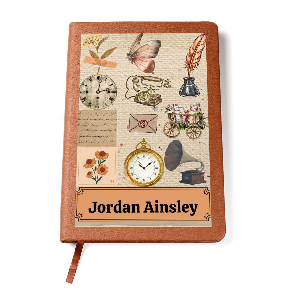 shabby chic journal, french country Personalized Leather Journal-Notebook