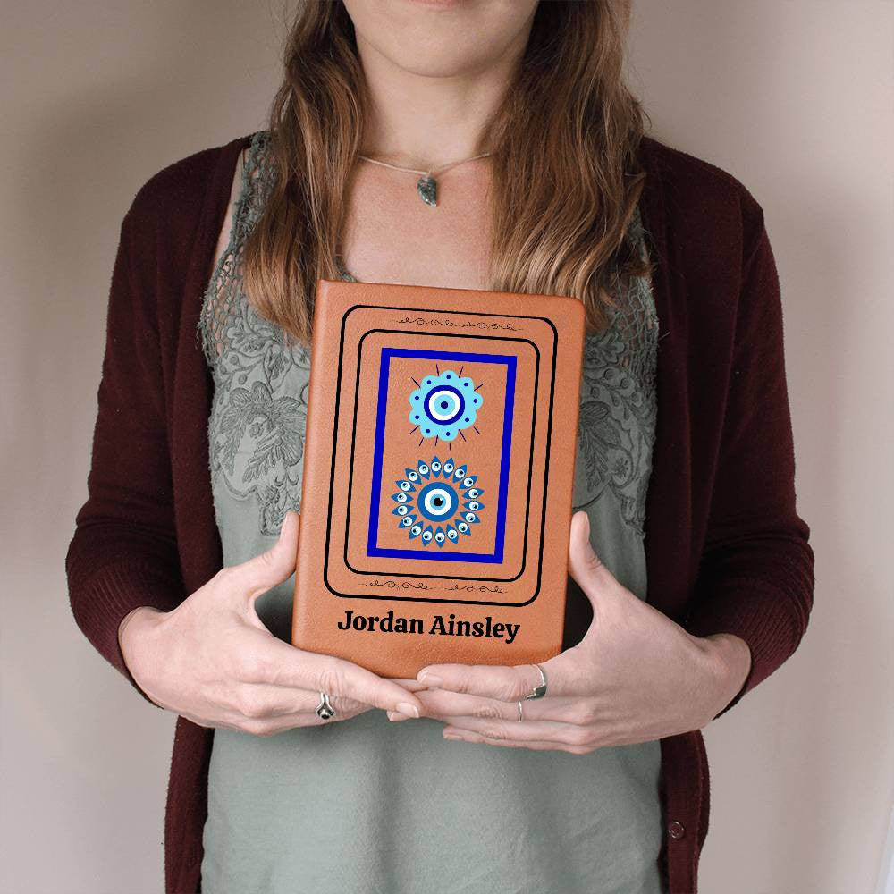 Personalized Vegan Leather Evil Eye Yoga Journal