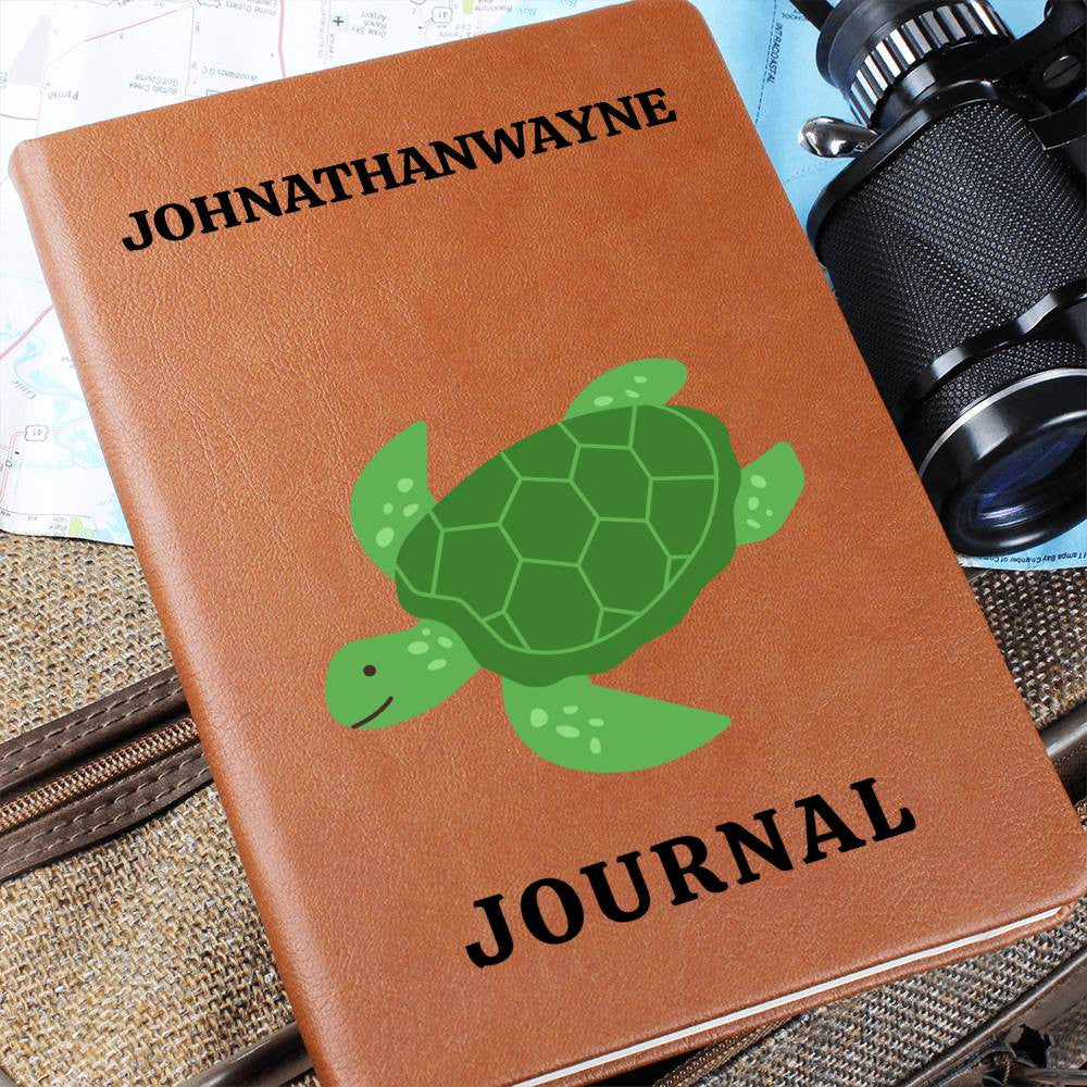 Personalized Journal, Turtle Vegan Leather Journal, Custom Journal, Engraved Lined Journal, Name Diary Journal