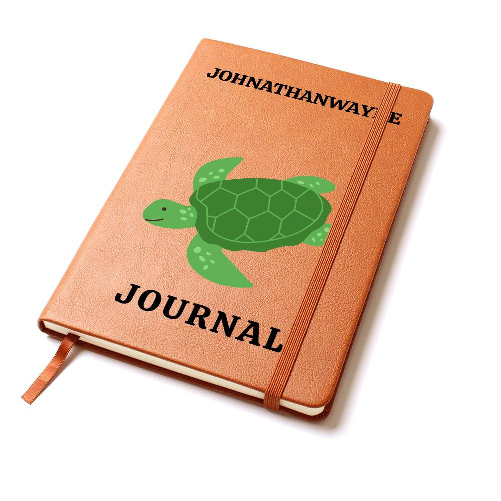 Personalized Journal, Turtle Vegan Leather Journal, Custom Journal, Engraved Lined Journal, Name Diary Journal