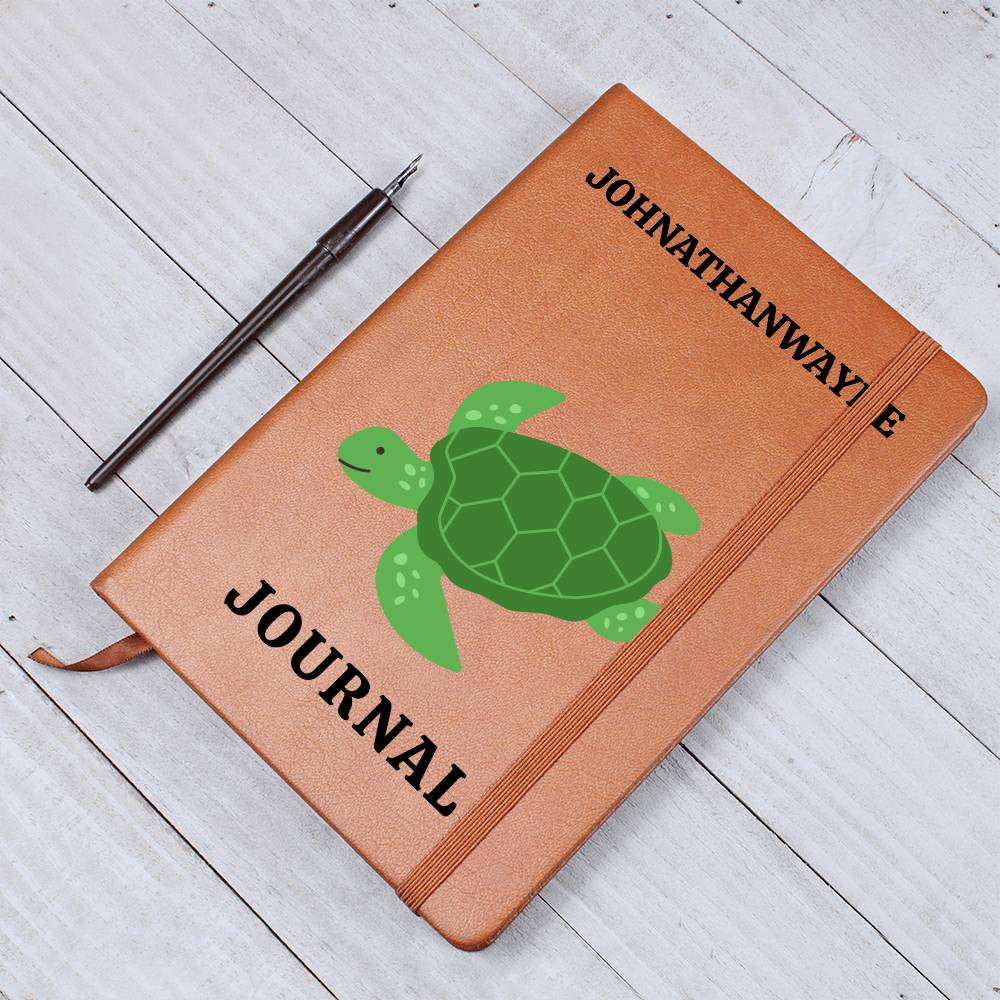 Personalized Journal, Turtle Vegan Leather Journal, Custom Journal, Engraved Lined Journal, Name Diary Journal