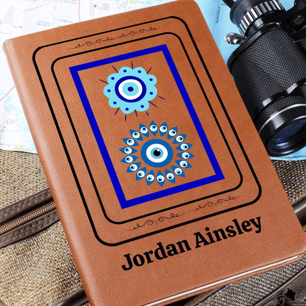 Personalized Vegan Leather Evil Eye Yoga Journal